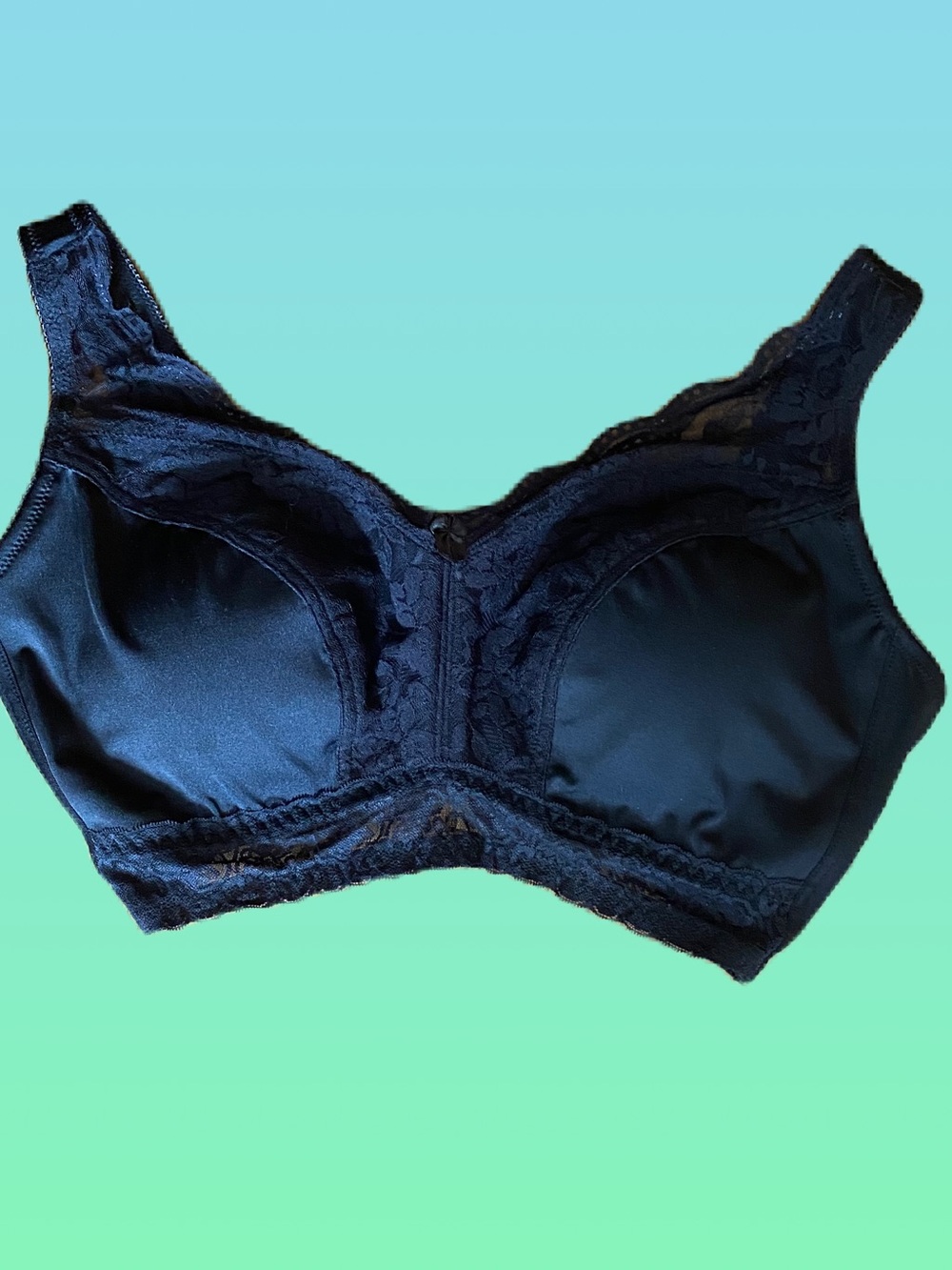 Rhonda Shear Classic Pin-Up Black Lace Bra 2XL EUC WORN ONCE